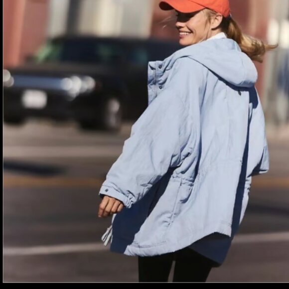 FREE PEOPLE FP MOVEMENT BILLIE BOXIE LAVENDER CINCHED PARKA HOOD OVERSIZE JACKET - Picture 3 of 12